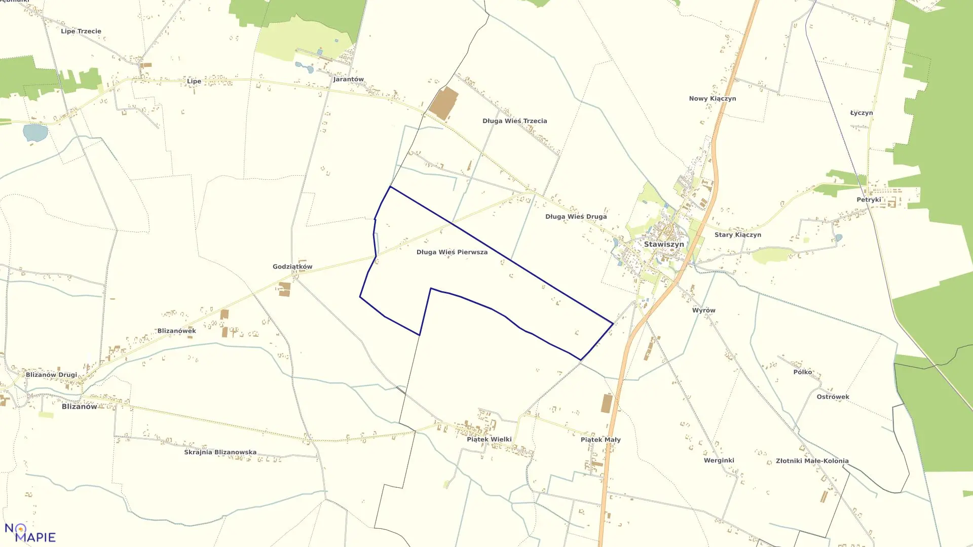 Mapa obrębu DŁUGA WIEŚ I w gminie Stawiszyn