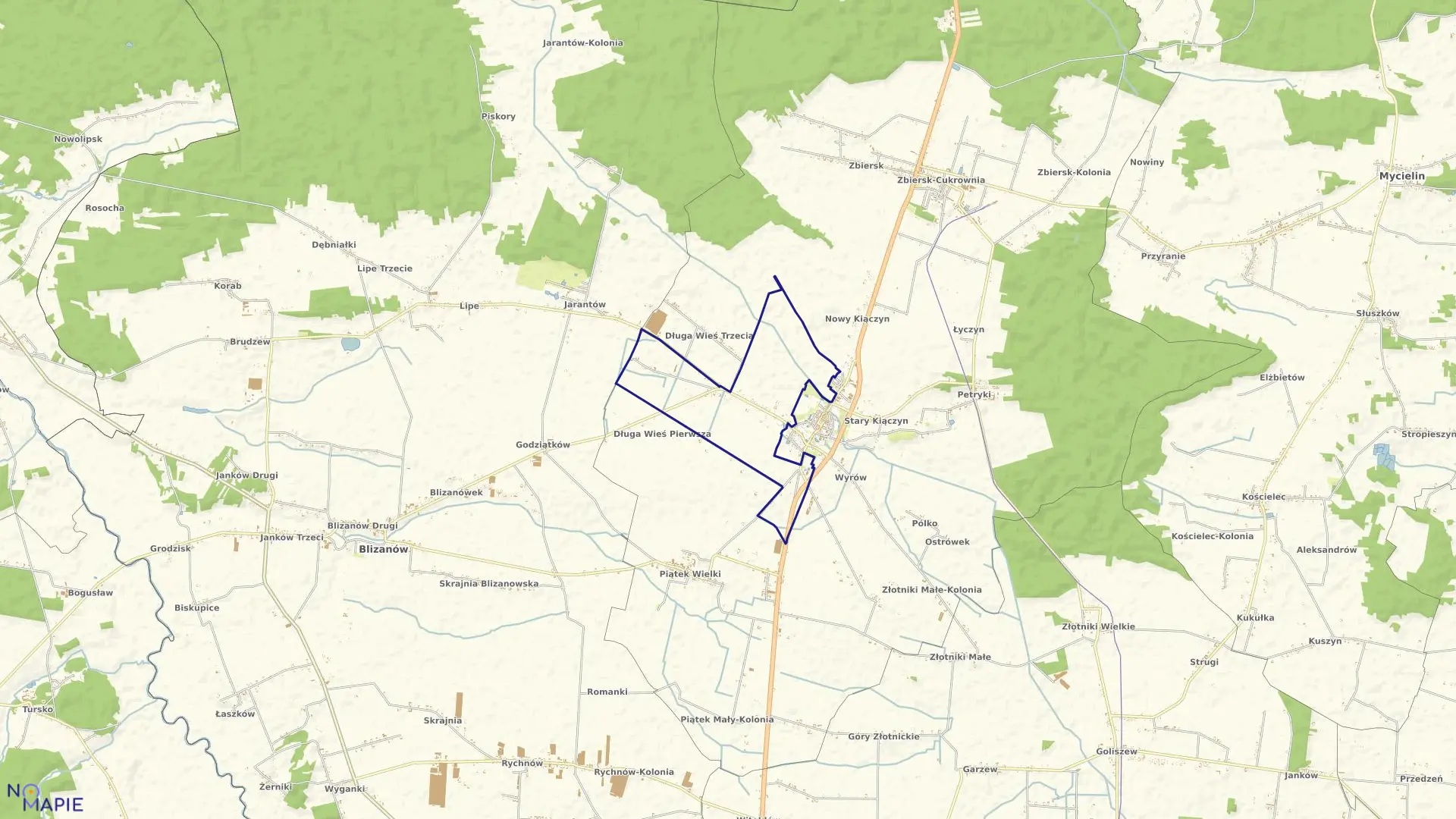Mapa obrębu DŁUGA WIEŚ II w gminie Stawiszyn