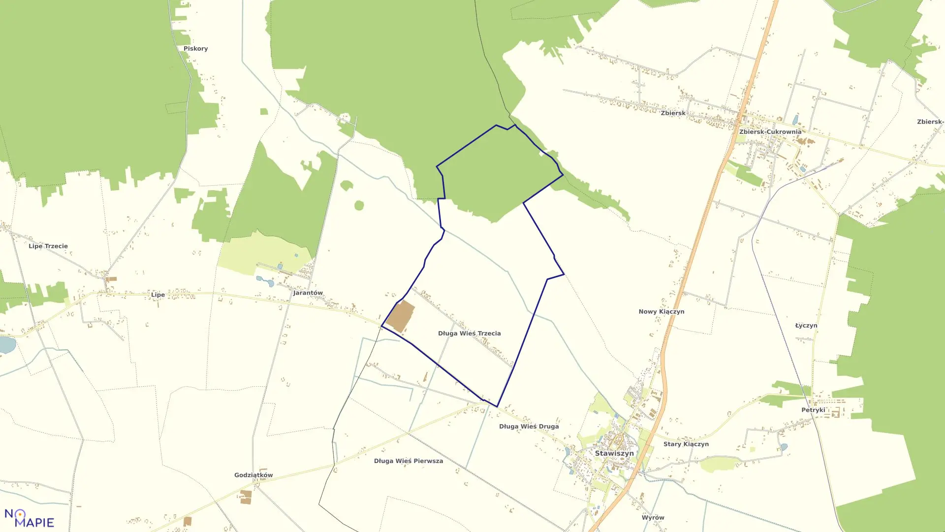 Mapa obrębu DŁUGA WIEŚ III w gminie Stawiszyn