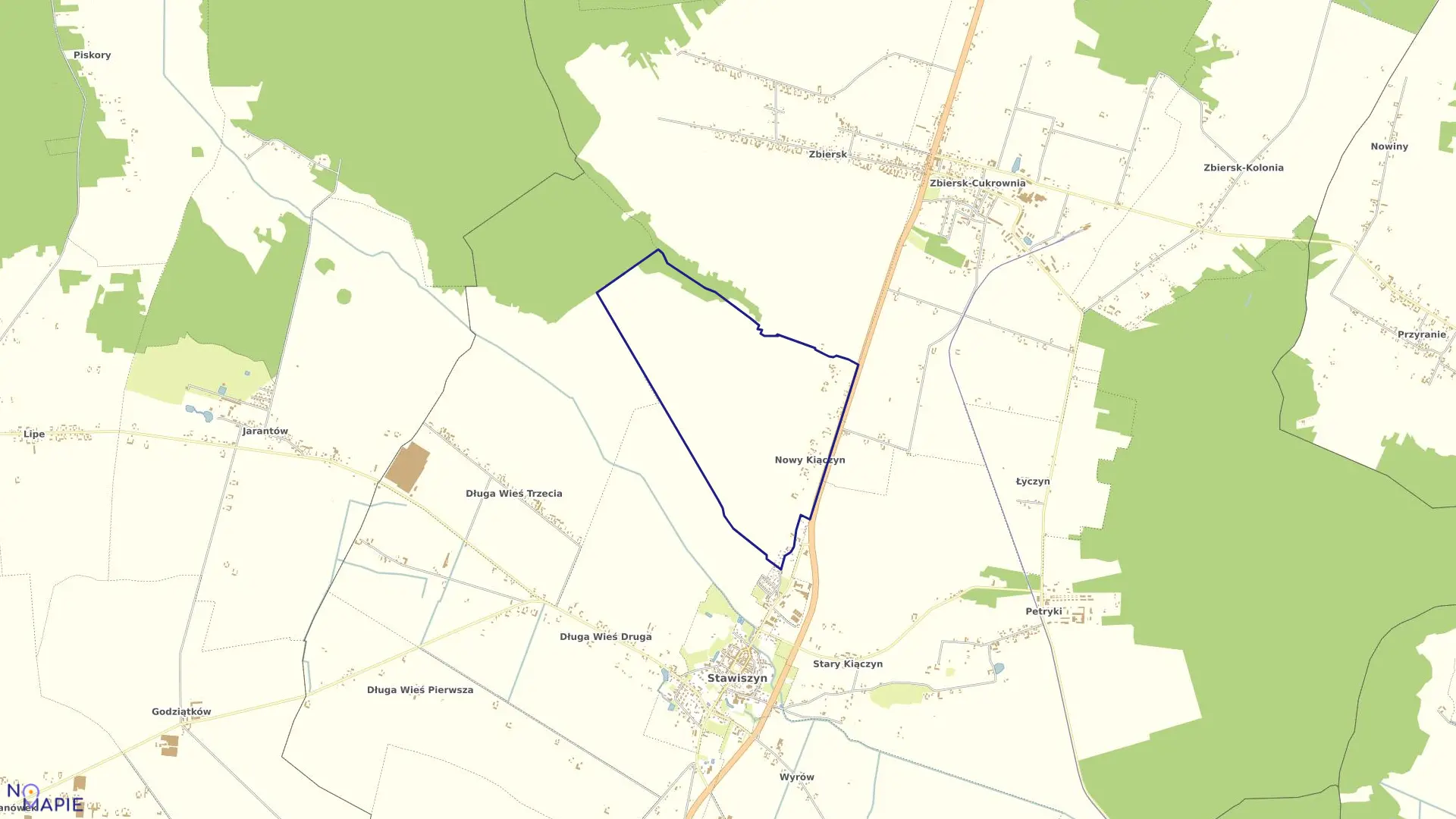 Mapa obrębu KIĄCZYN NOWY w gminie Stawiszyn