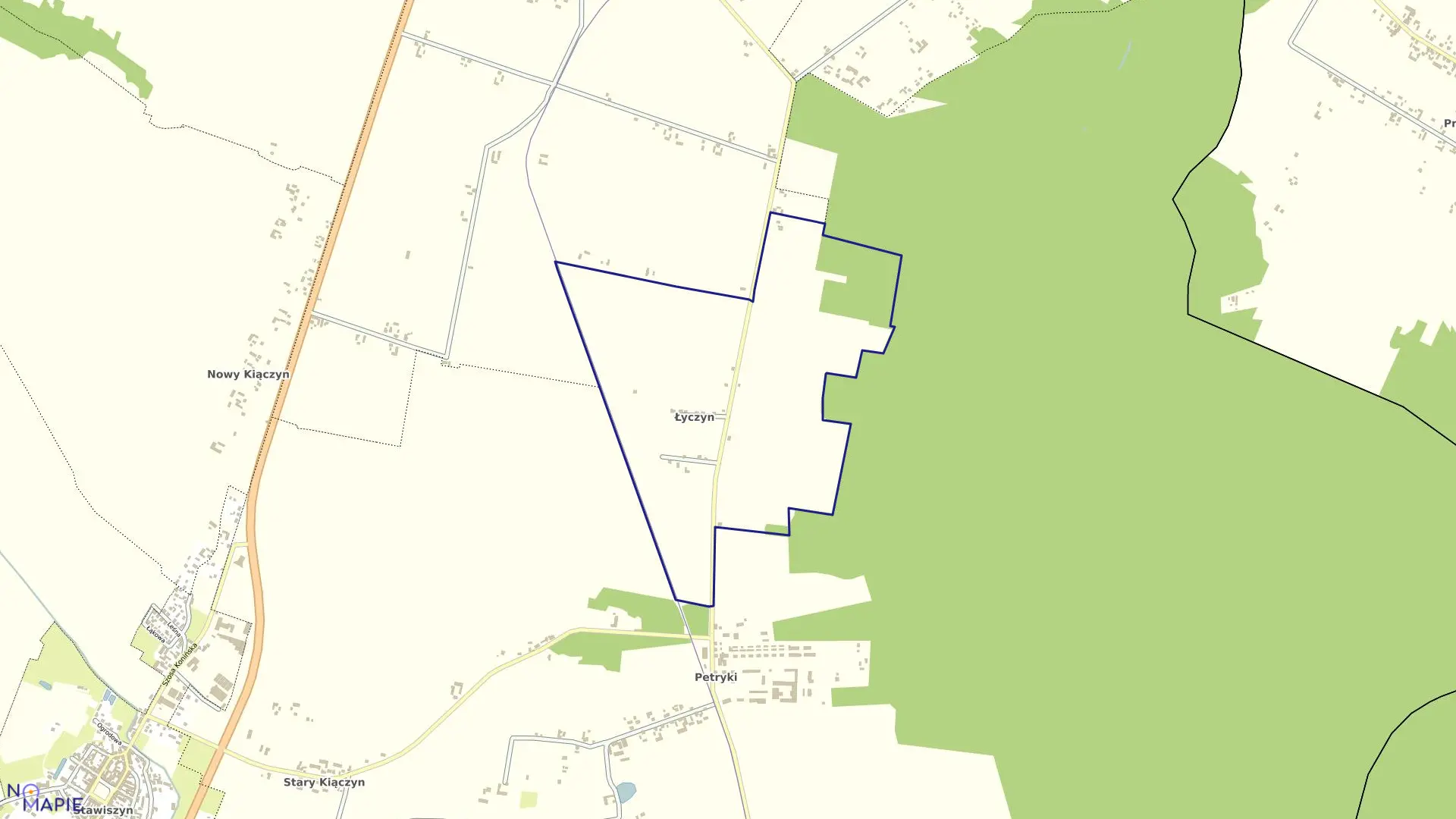 Mapa obrębu ŁYCZYN w gminie Stawiszyn