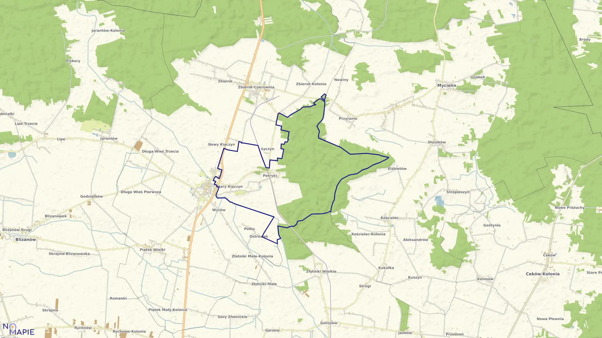 Mapa obrębu PETRYKI w gminie Stawiszyn