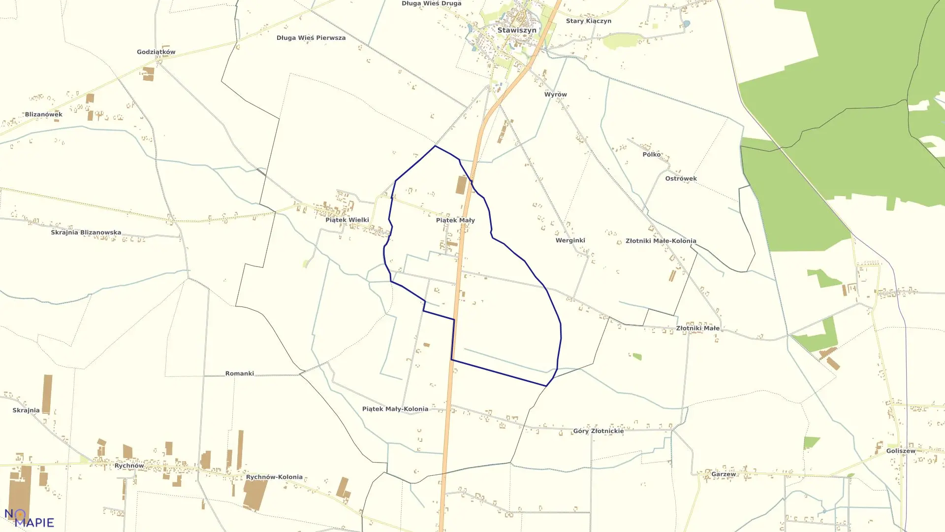 Mapa obrębu PIĄTEK MAŁY w gminie Stawiszyn