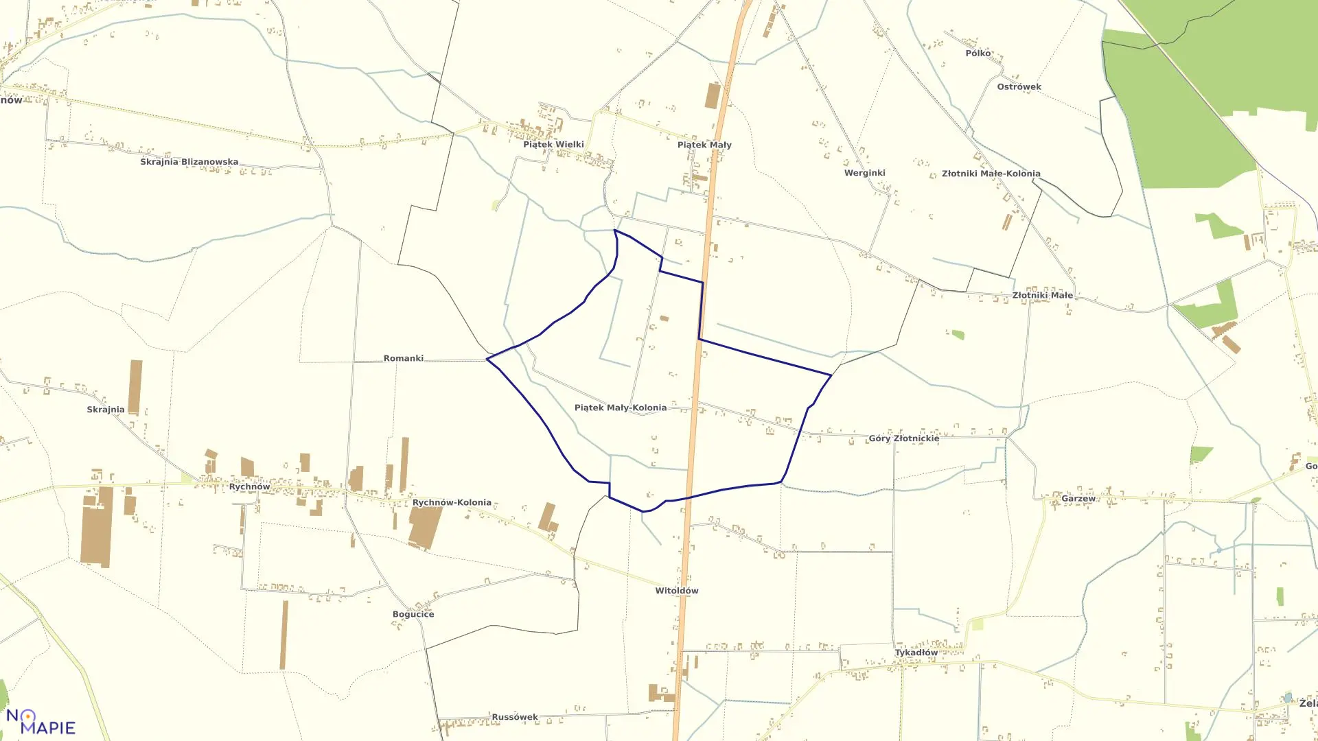 Mapa obrębu PIĄTEK MAŁY KOLONIA w gminie Stawiszyn