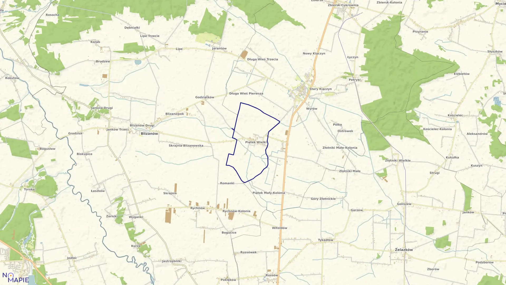 Mapa obrębu PIĄTEK WIELKI w gminie Stawiszyn