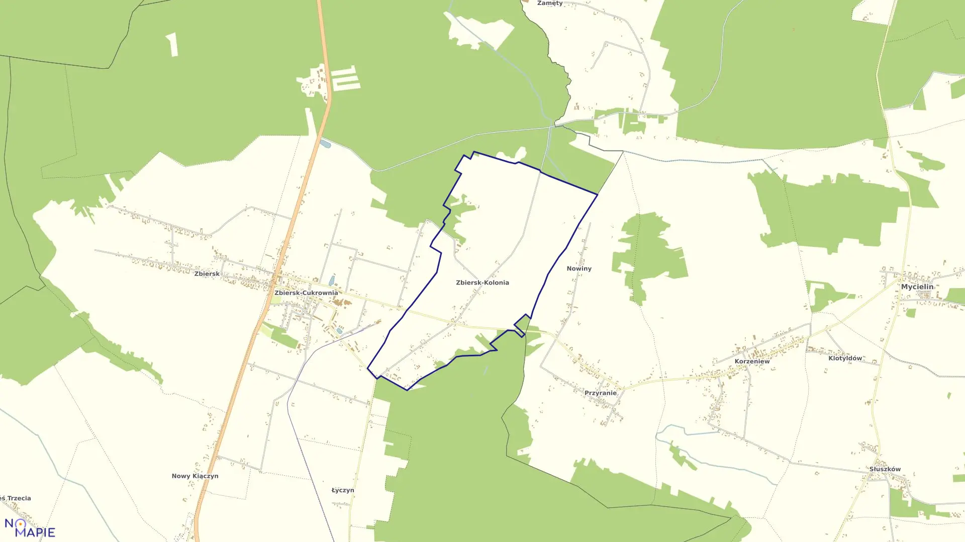 Mapa obrębu ZBIERSK KOLONIA w gminie Stawiszyn